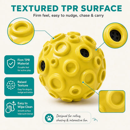 Dog Rolling Sound Ball, 4.72In Floating TPR Interactive Dog Toy for Medium & Large Dogs, Outdoor Fetch Ball for Chase, Water Play & Exercise
