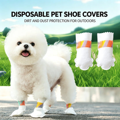 Disposable Dog Boots for Paw Protection, 20 Pcs Pet Shoes with Adjustable Self-Adhesive Bandage, Dog Disposable Foot Covers for Outdoor & Indoor Walking