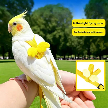 Bird Training Harness & Leash Set with Adjustable Vest, Escape-Proof Ultra-Lightweight Accessory with Elastic Cords for Cockatiels, Conures (Outdoor Flying Use)