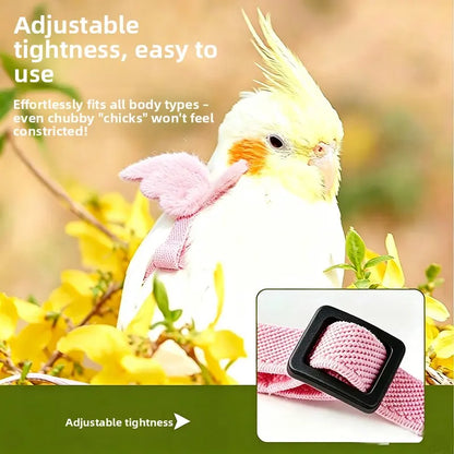 Bird Training Harness & Leash Set with Adjustable Vest, Escape-Proof Ultra-Lightweight Accessory with Elastic Cords for Cockatiels, Conures (Outdoor Flying Use)